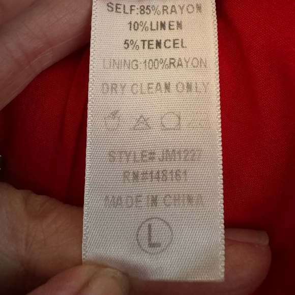 J.MARIE RED EMBROIDERED RUFFLE SHIFT DRESS SZ L - Picture 6 of 9